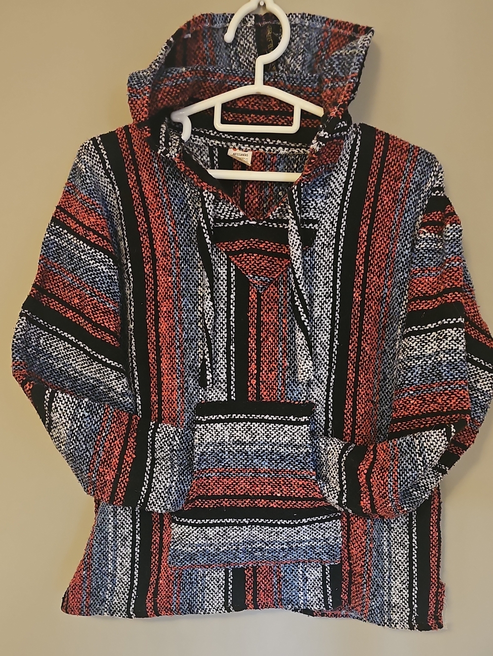 Medium Women's Striped Baja-Style Crewneck Sweater Hoodie - Artesanias